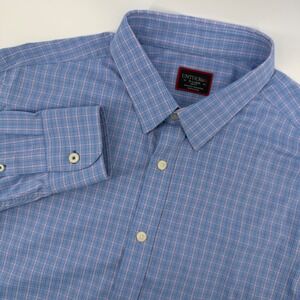 UNTUCKit Mens X Large Slim Fit Blue Pink Plaid Long Sleeve Button Down Shirt